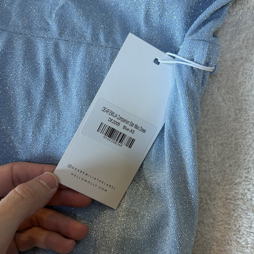 Hello Molly Dear Emilia Companion Star Maxi Dress Size XS Blue Lined Sparkle NWT - Picture 6 of 13